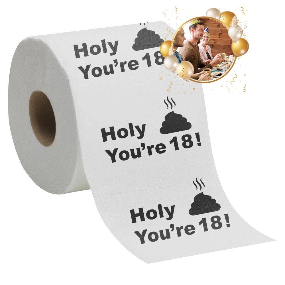 Warm Welcome 18th Birthday Gift Present Toilet Paper - Happy Eighteenth 18 Prank Funny Novelty Gag Joke Gift - Holy Crap