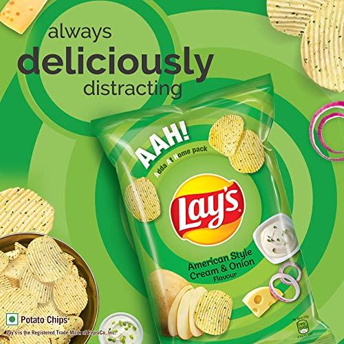 Lay's Lay's Potato Chips 157g/190g, American Style Cream & Onion Flavour, Crunchy Chips & Snacks, Party Pack (weight may vary)