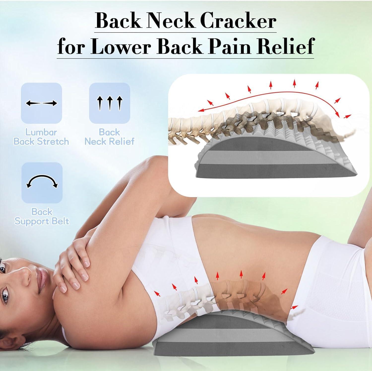 Dandelions Dandelions Acemend Back Stretcher, Neck and Back Stretcher Posture Corrector Lumbar Stretcher for Lower Back Upper Back and Shoulder Pain Relief, Neck Pain Relief (Grey)