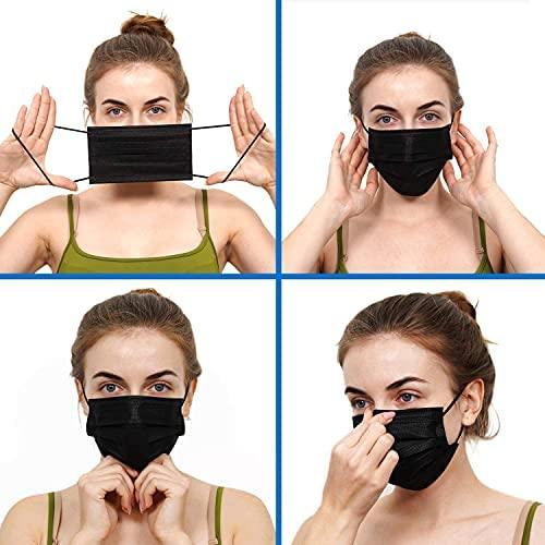Wisezag Wisezag Black Surgical Mask Pack of 110 Pieces Disposable Masks 3 Ply Layer & Nose Clip Ultrasonic Use, Throw Masks Pack of 100 Pcs Pin 3Ply Unisex, Nonwoven Fabric