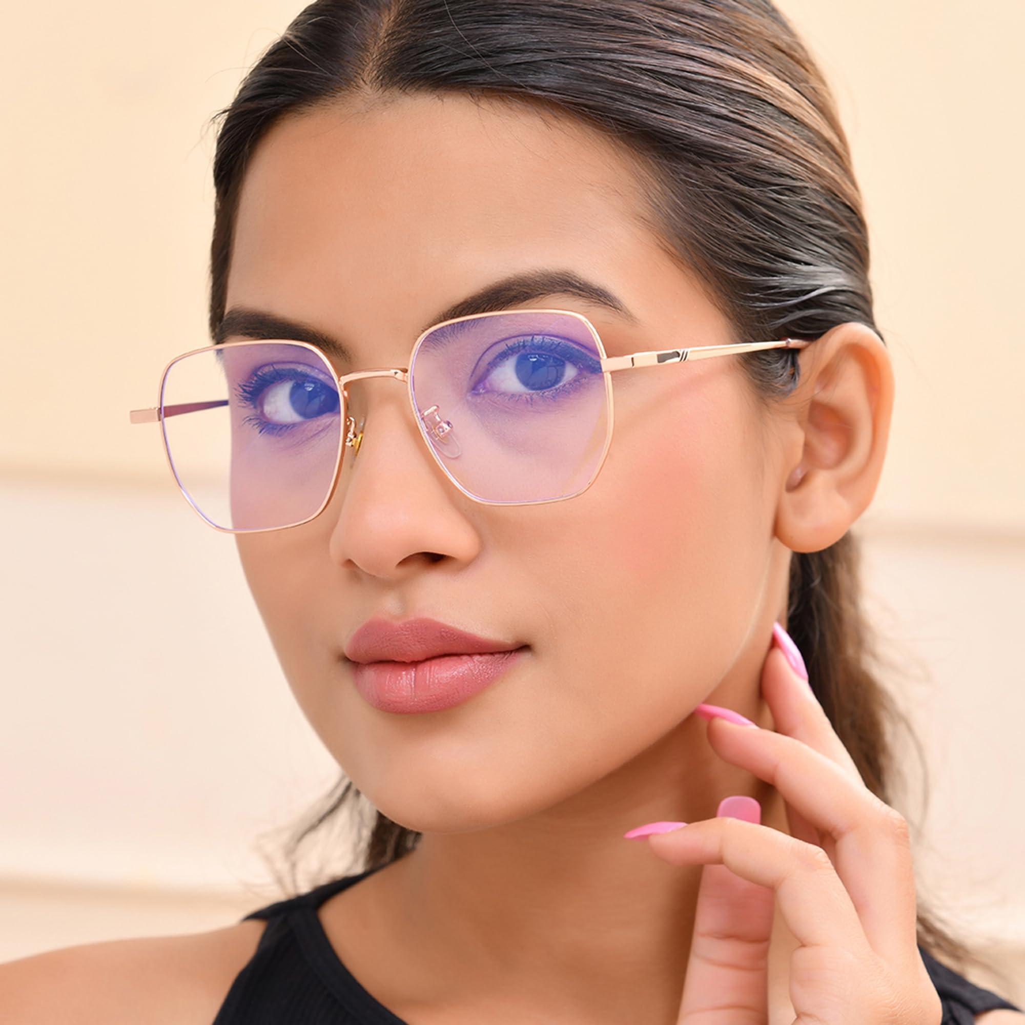 ROYAL SON ROYAL SON Unisex\'s C5 Blue Block Lens | Golden Frame Reading Glasses-M (SF0016-C5)