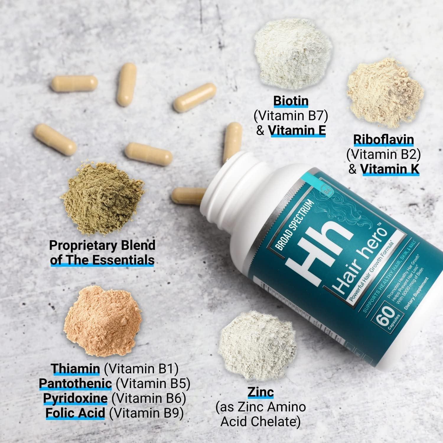 ATHINIKA NUTRITION Hair Hero - Hair Supplement for Women and Men - Powerful Hair Vitamin Formula for Hair Growth & Thickness - Healthy Hair, Skin, and Nails Product - 5000 mcg Biotin - Essential Elements