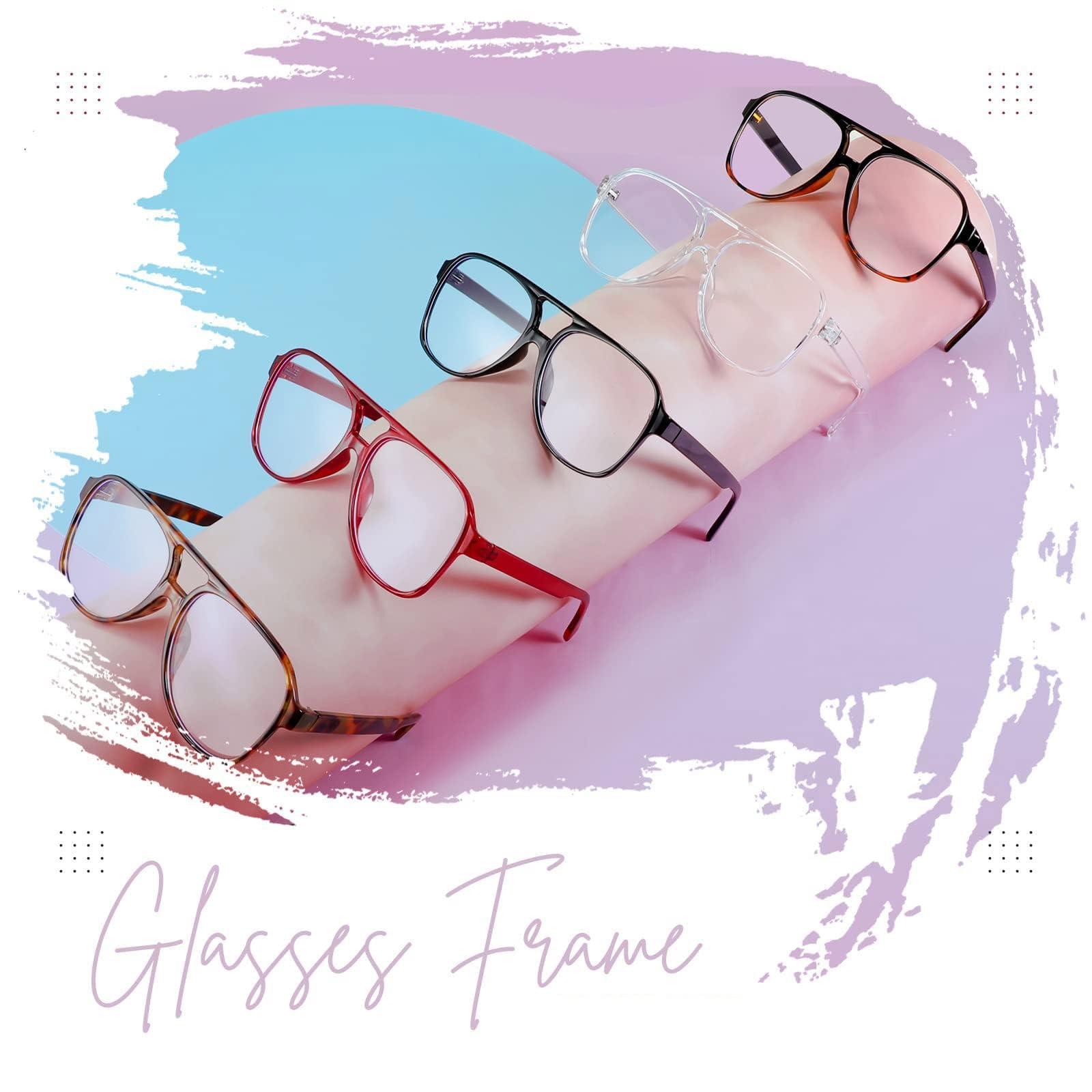 Karsaer Karsaer 70s Aviator Glasses Blue Light Blocking Glasses Oversized Square Computer Glasses Eyeglasses for Men Women E1165