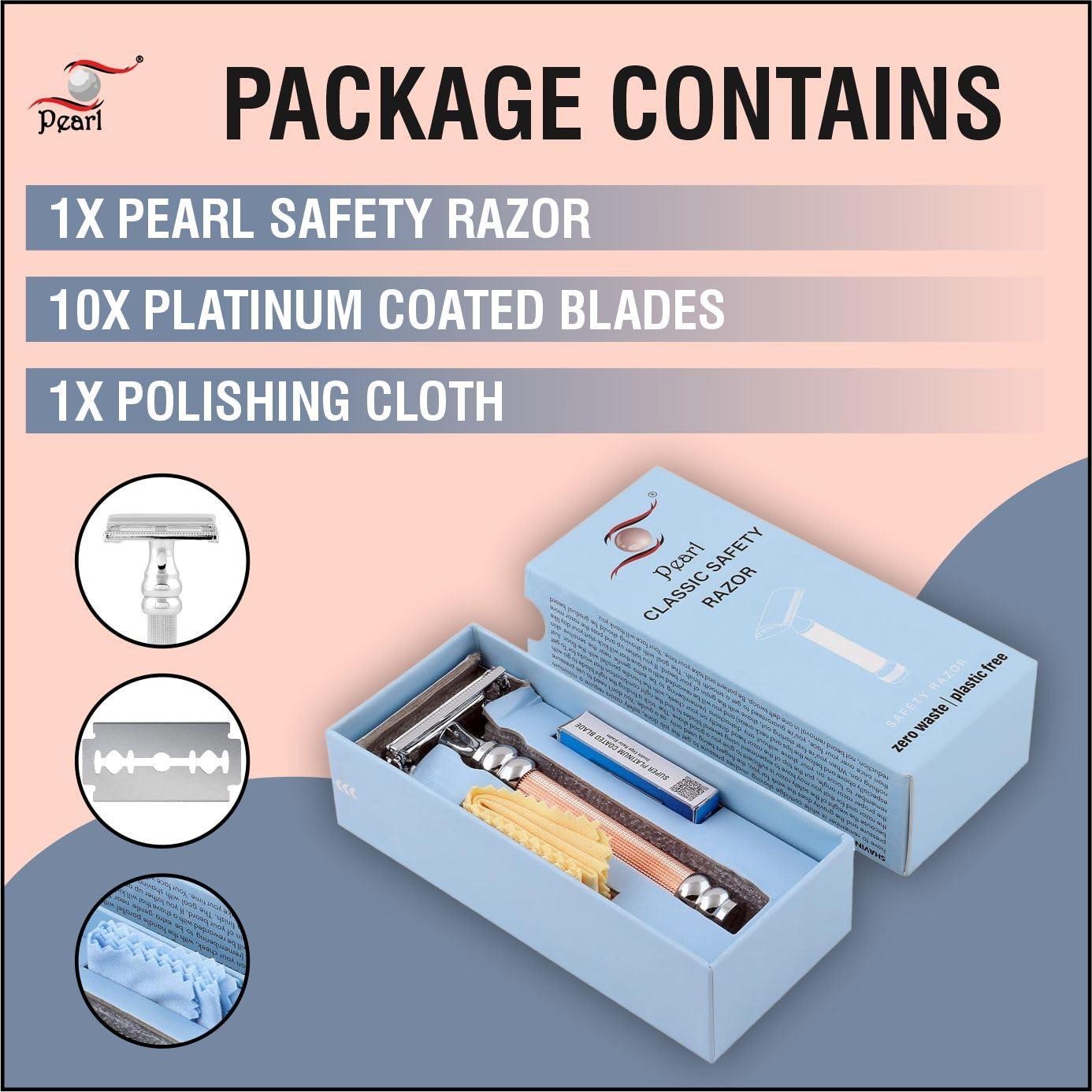 PEARL Pearl Shaving Double Edge Butterfly Safety Razor SBF-11 (Rose Gold) made with Brass Metal - Best Shaving Razor for Men | Classic & Traditional shaving Kit for Men | Premium blade razors | Holi gift options