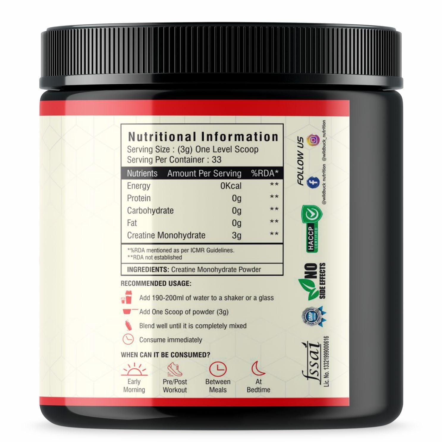 WILD BUCK WILD BUCK Wild Pre-X3 Hardcore Pre-Workout Supplement Powder, Energy Drink Monohydrate, Men,Women [30-60 Servings, Pina Colada, 255G] + Monohydrate Powder, [33 Servings, Unflavoured]