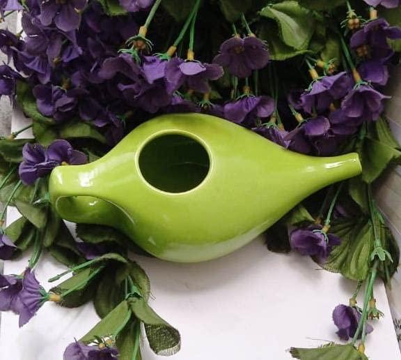 WITSOUL Jal Neti Pot for Sinus Congestion and Nasal Cleansing Nasal Cleansing Non-Corrosive Unbreakable Hygienic Smooth Nose Tip Snugly Fits Any Nostril with Cleaning Brush (ORANGE+WHITE+GREEN)