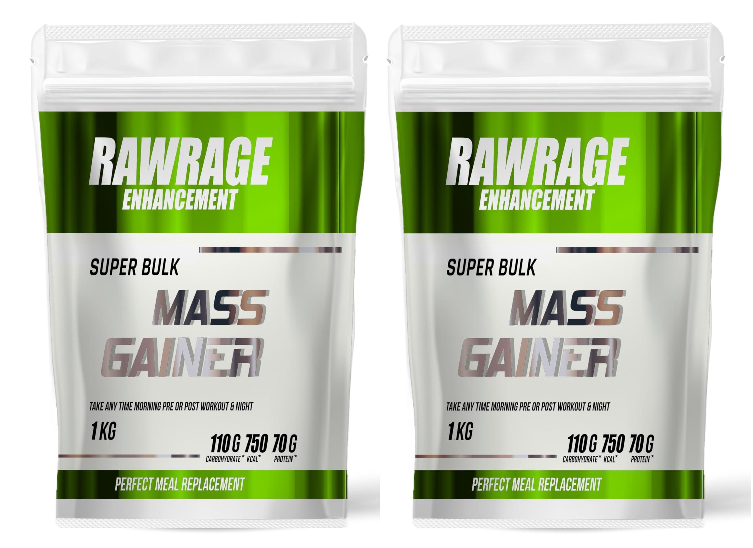 RAWRAGE Rawrage Super Bulk Mass Gainer | High Protein & High Calorie Weight Gainer Powder with Vitamins and Minerals | Gain Super Size - 2 kg (Chocolate)