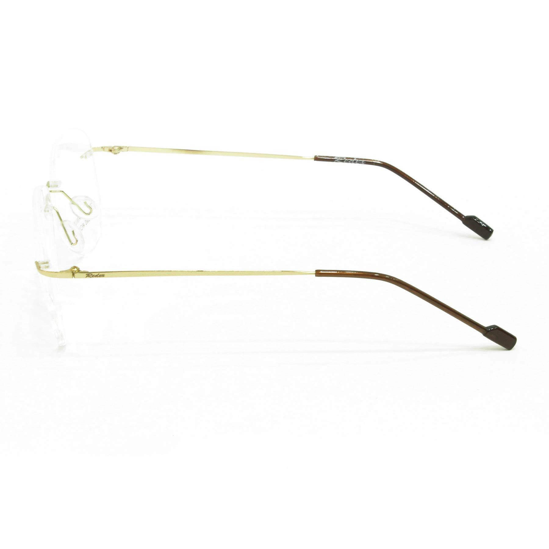 Redex Redex Aviator Photochromic Rimless Zero Power Blue-Cut Computer Glass Anti glare Block Harmful Rays Eye wear Spectacle Eye Frame (GOLD)