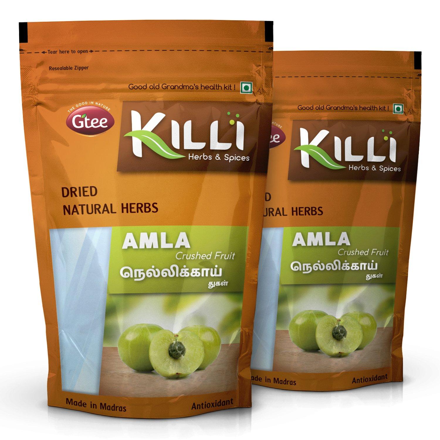 KILLI KILLI Amla | Nellikai | Usirikaya | Amalaki Fruit Crushed, 100g (Pack of 2)