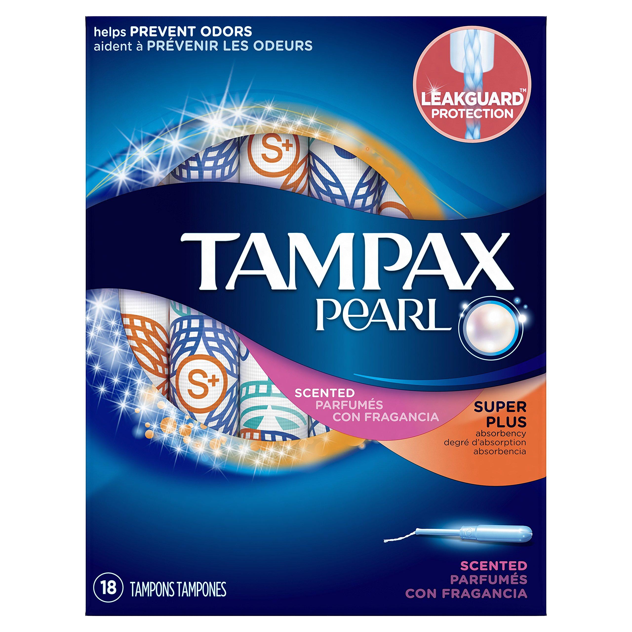 Tampax Tampax Pearl Plastic Fresh Scent Tampons, Super Plus Absorbency, 18 Count