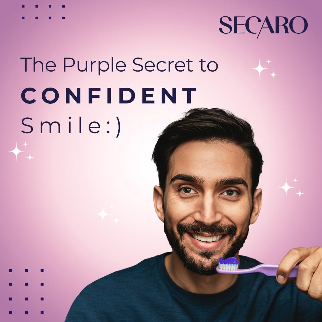 Secaro Secaro Teeth Whitening Toothpaste | Pack of 3 Toothpaste for Fresh Breath | Cleans and Remove the Yellow Stains from Teeth | Cool Blue Color Toothpaste for Teeth Sensitivity | 100gm Each