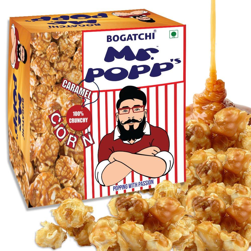 BOGATCHI BOGATCHI Mr.POPP's Crunchy Caramel Popcorn, Handcrafted Gourmet Popcorn, Best Rakhi Gift , 250g + Free Happy Rakhi Greeting Card