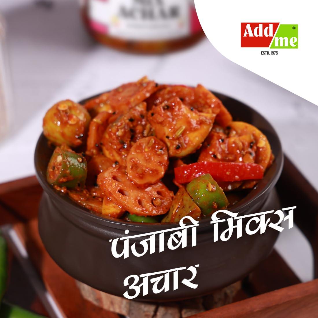 Add me Add me Mixed Pickles 1kg Homemade Mix achar & Taste Mango Chilli Lemon Carrot ker Ginger karonda lasoda Fruit Punjabi Achar 500gm + 500gm Mix achar