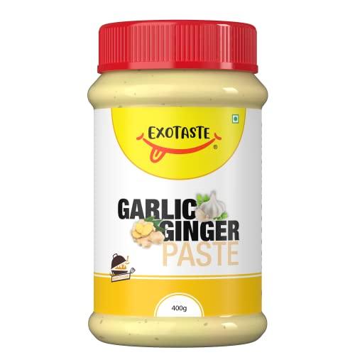 EXOTASTE EXOTASTE Garlic Ginger Mix Paste /Adrak Lahsun Paste For Cooking/Naturally Processed Fresh Garlic & Ginger Paste with No Added Preservatives (Garlic Ginger Mix Paste 400gm)