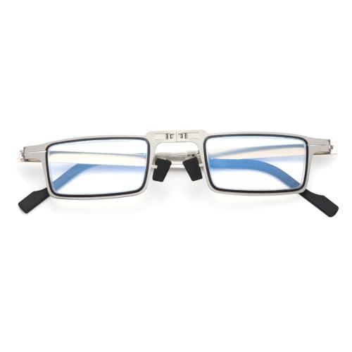 Besillia Besillia 1Pc Blue Anti-Light Reading Glasses Men Metal Foldable Presbyopia Spectacles Frame Cooling Glasses With Case +1.50 (+1.50)