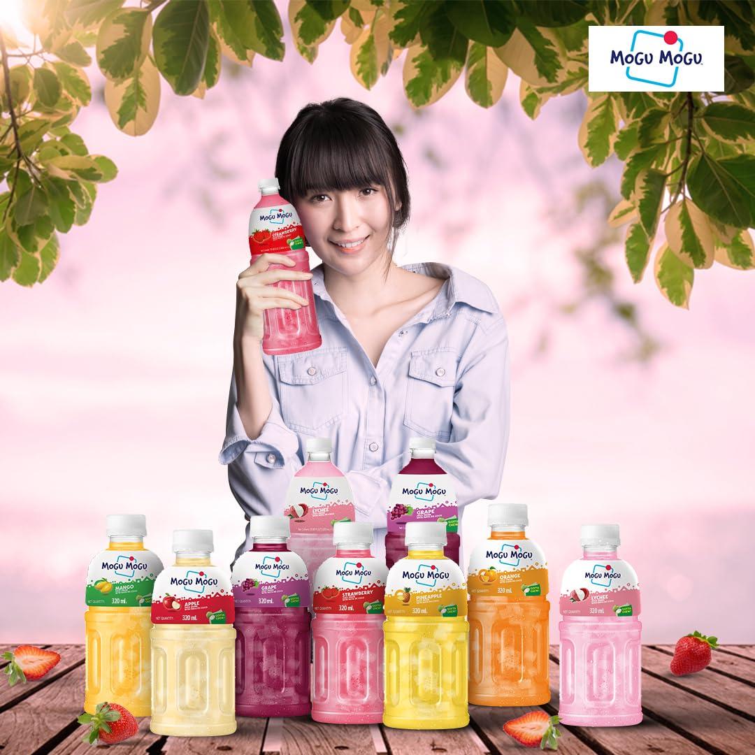 Mogu Mogu Mogu Mogu Lychee Juice with 25% NATA De Coco | Energy Booster Drink | Full of Natural Fruit Fibres | No Added Preservatives and Artifical Colours - 300ml(Pack of 12)
