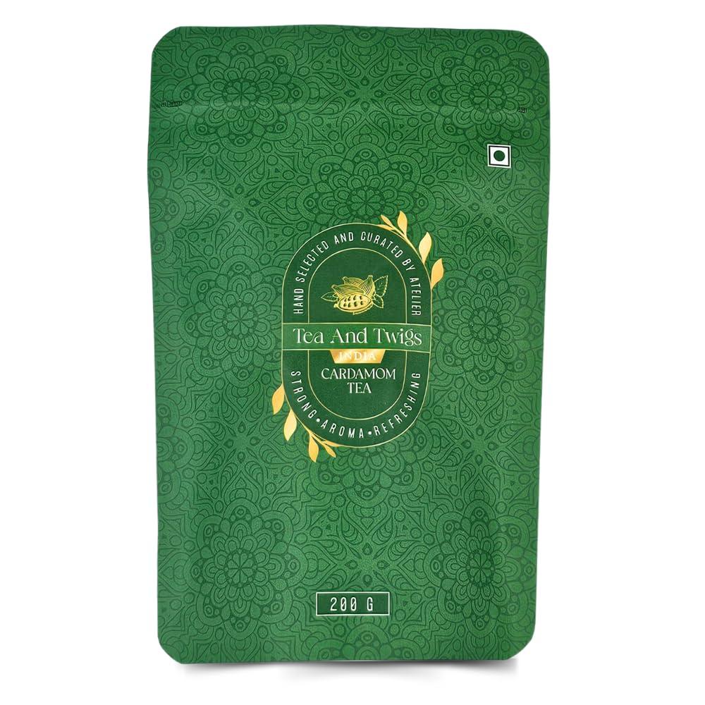 TEA AND TWIGS Tea and Twigs Cardamom Tea - 200 gm | Elaichi Tea | Premium Indian Chai with CTC Black Tea And Real Cardamom | Assam & Dooars
