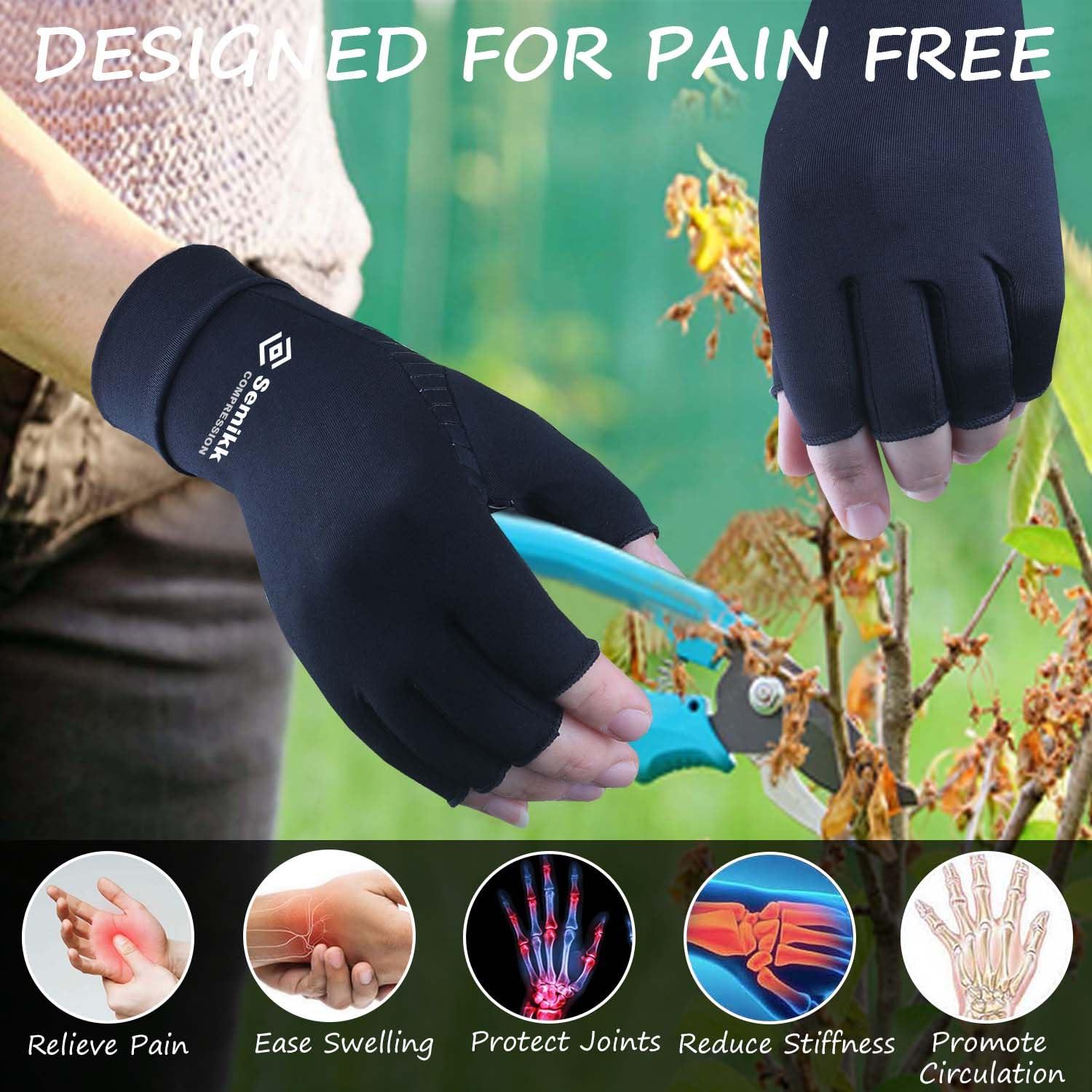 Semikk Semikk Compression Gloves for Women and Men Copper Infused Glove for Rheumatoid Arthritis Osteoarthritis Carpal Tunnel Raynauds Disease Hand Pain Relief and Support Open Finger (Black, Small)