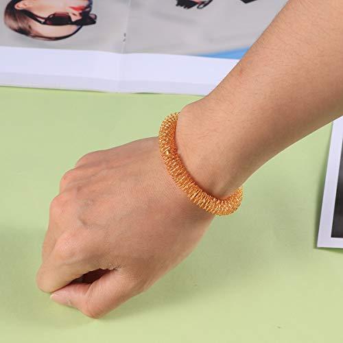 Artibetter Artibetter Acupressure Bracelet Acupressure Rings Finger Massage Ring for Kids Teens Adults Sport (Golden)
