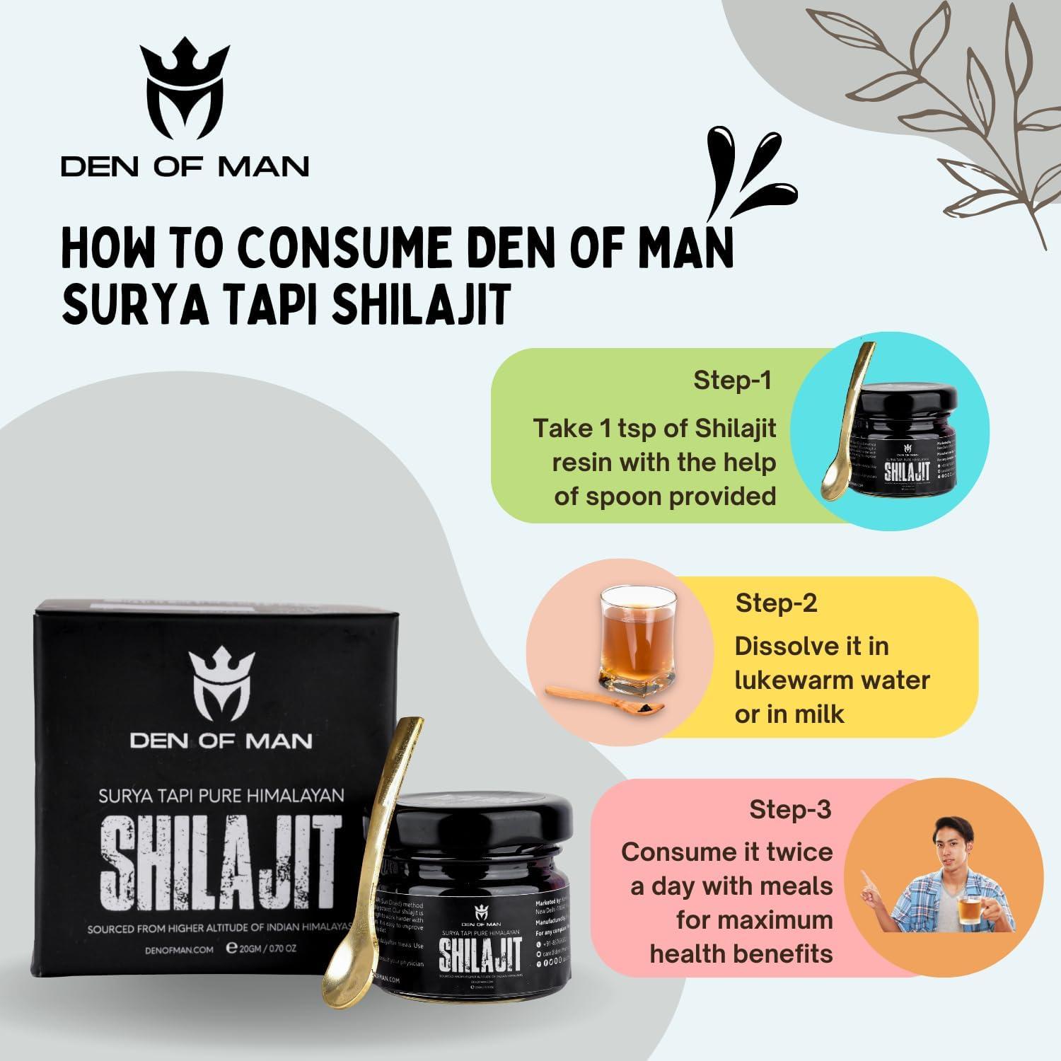 Den of Man Den of Man Sun Dried Himalayan Shilajit Resin For Stamina & Energy, Rich in Fulvic Acid, 20gm