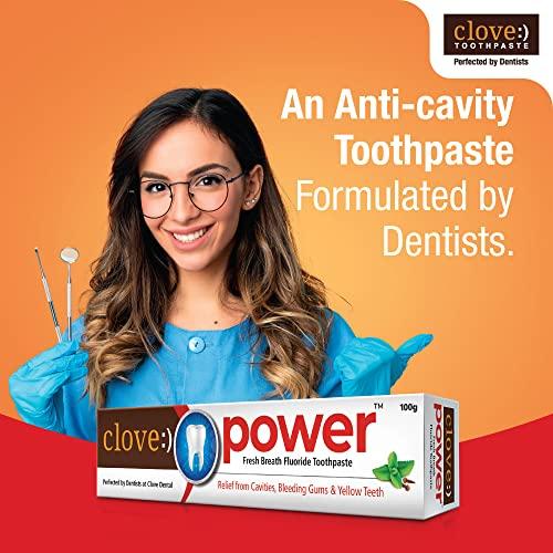 Clove Clove Power Toothpaste: Prevents cavities, tooth decay, and bad breath. Formulated by dental experts- 300 gms(100gm*3) Combo Super Saver Pack