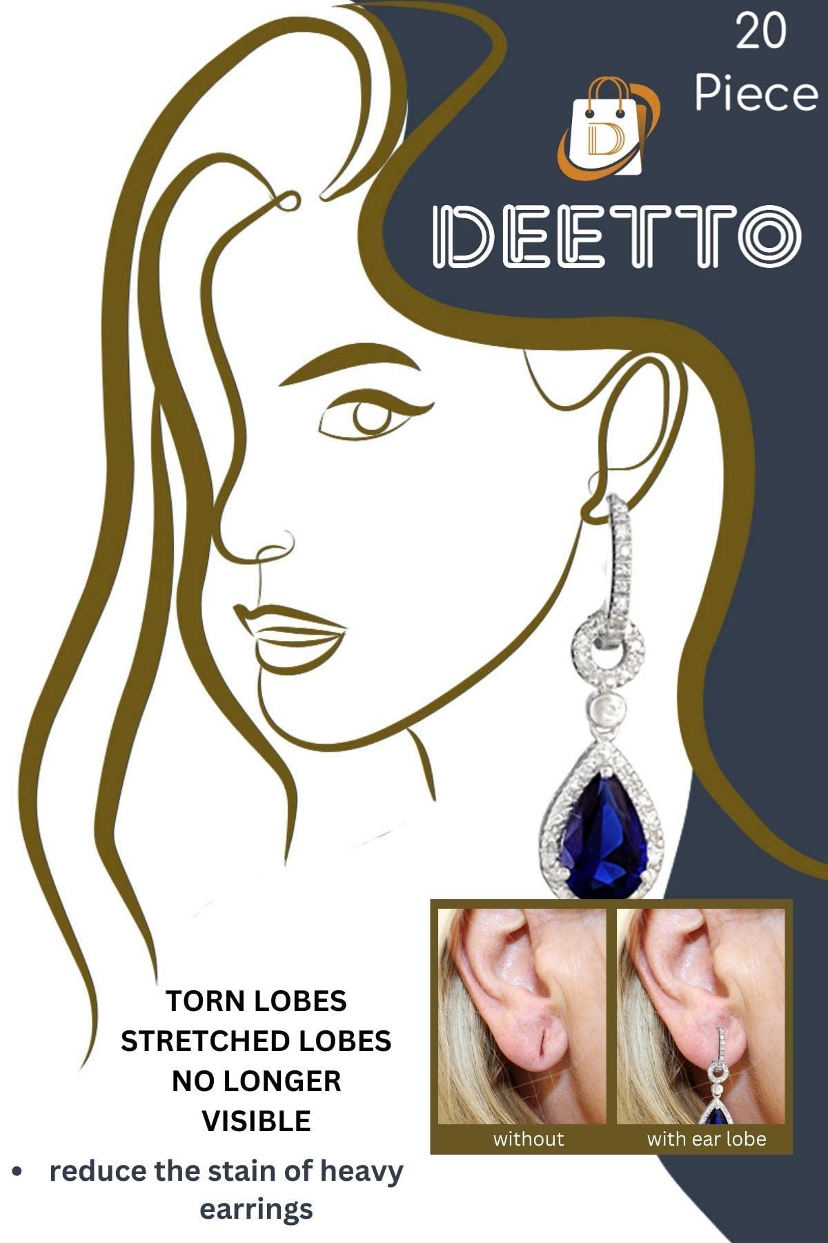 Deetto Deetto Ear Lobe Tape/Invisible Ear Lobe Support Patch for Heavy Earrings Invisible Waterproof Stickers for Heavy Earrings Earring Lift Patches for Long Time Wearing Earrings Protect Healthy (20)