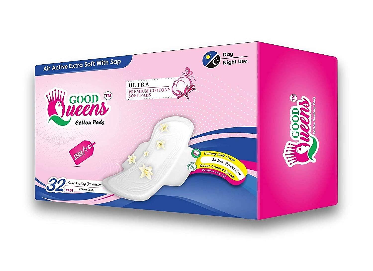 ZAVIAN Good Queens Sanitary Napkins | For Women | Cotton Gel Pads | 290 mm Size XXL | Personal Hygiene Care | Sanitary Pad | 32 Pieces Pack | Ped (3)