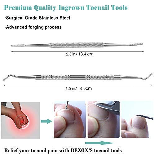 BEZOX Ingrown Toenail Lifter & File: Bezox Ingrown Toenail Lifter And File Set - Podiatrist Preferred Ingrown Toenail Treatment Tool - Surgical Grade Stainless Steel