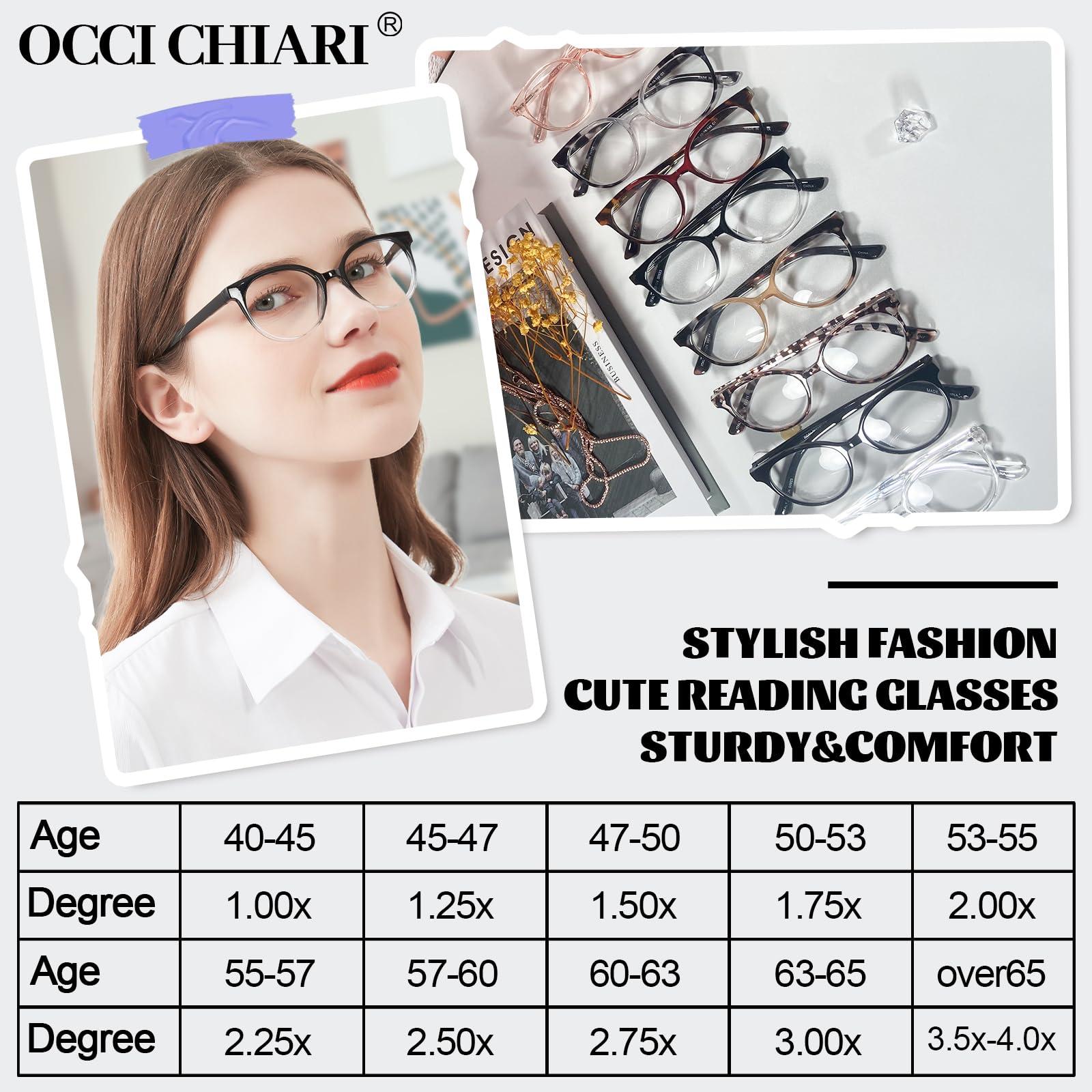 OCCI CHIARI OCCI CHIARI Petite Reading Glasses for Small Face Women Fashion Slim Reders 1.25+(1.0 1.25 1.5 1.75 2.0 2.25 2.5 2.75 3.0 3.5 4.0 5.0 6.0)