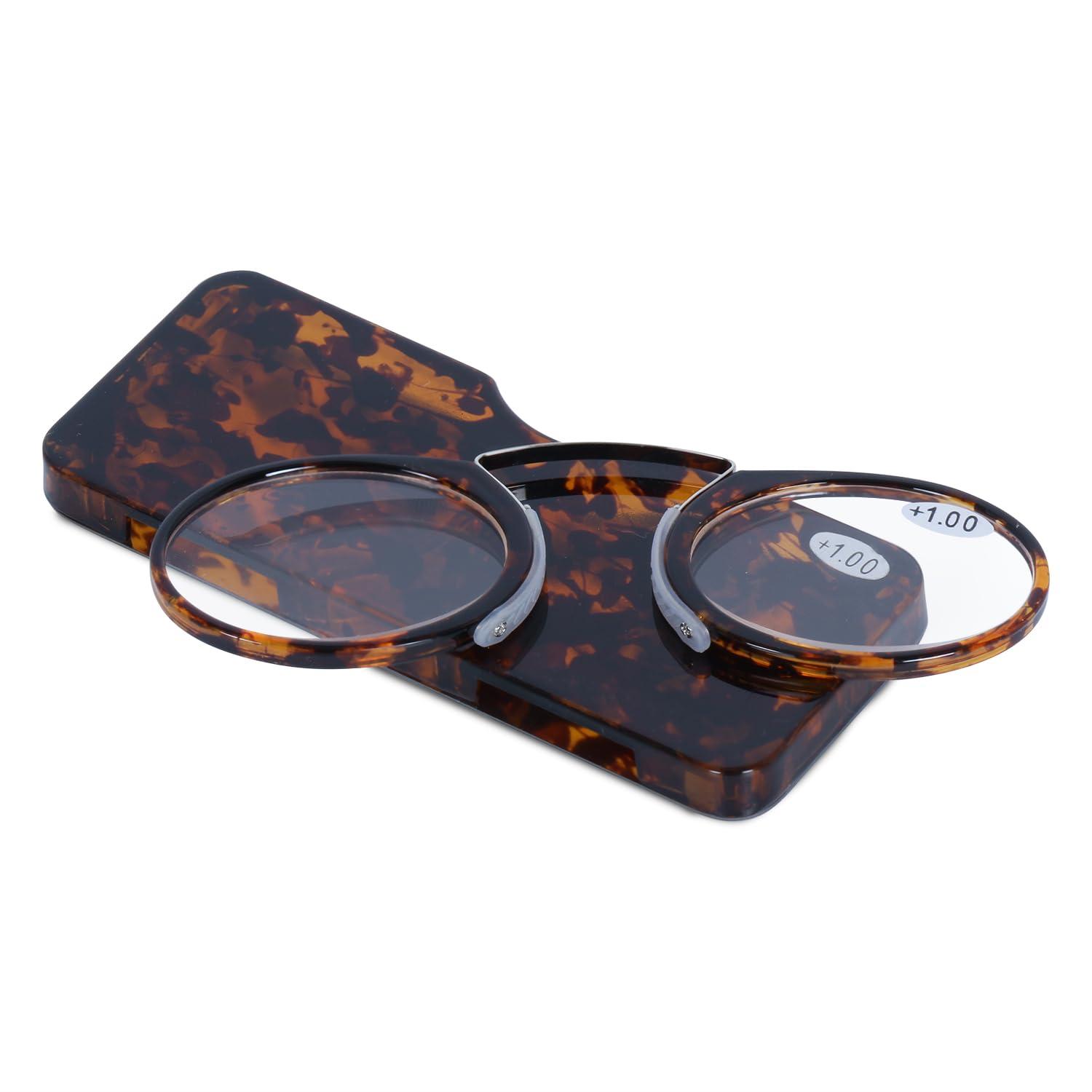 AEC AEC ID Globus Go Everywhere Pince Nez Style Nose Resting Pinching Portable Reading Glasses With No Temple Arms Readers (+2.25, D.A.Brown)