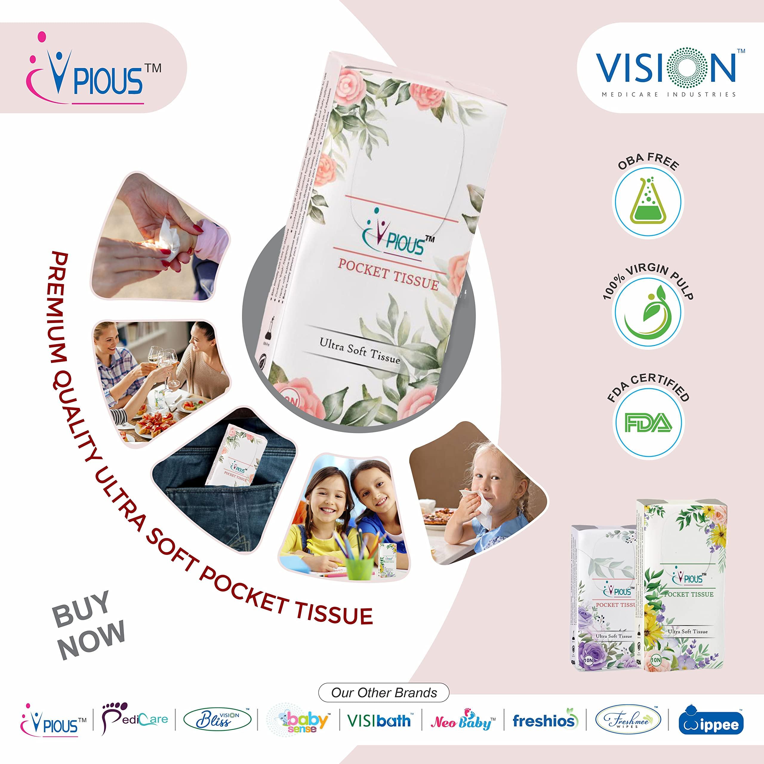 PIOUS PIOUS 2 Ply Highly Absorbent Soft Hanky Facial Travel Pocket Tissue Papers Use & throw tissue (size-20x20cm) (10 Pulls Per Packet) (500)