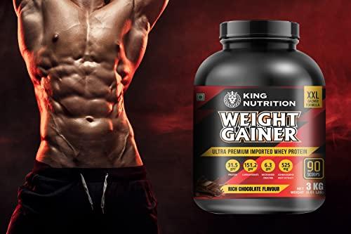 AXIR LIFE SCIENCE KING NUTRITION WEIGHT GAINER WITH ENZYME AND ASHWAGANDHA EXTRACT (RICH CHOCOLATE FLAVOUR, 3)