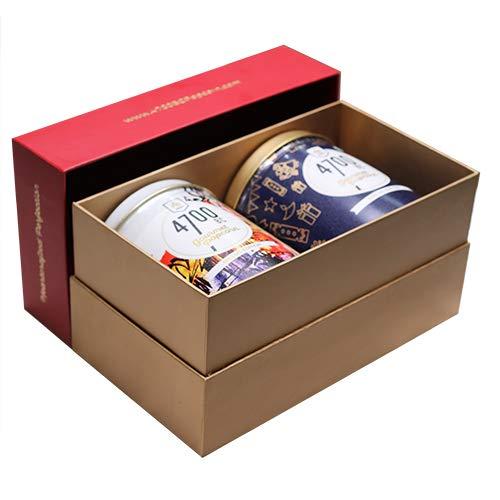 4700BC 4700BC Popcorn Festive Gift Box, 2 Tins, 1 Nutty Tuxedo Chocolate, 1 Himalayan Salt Caramel, 255g (Red)