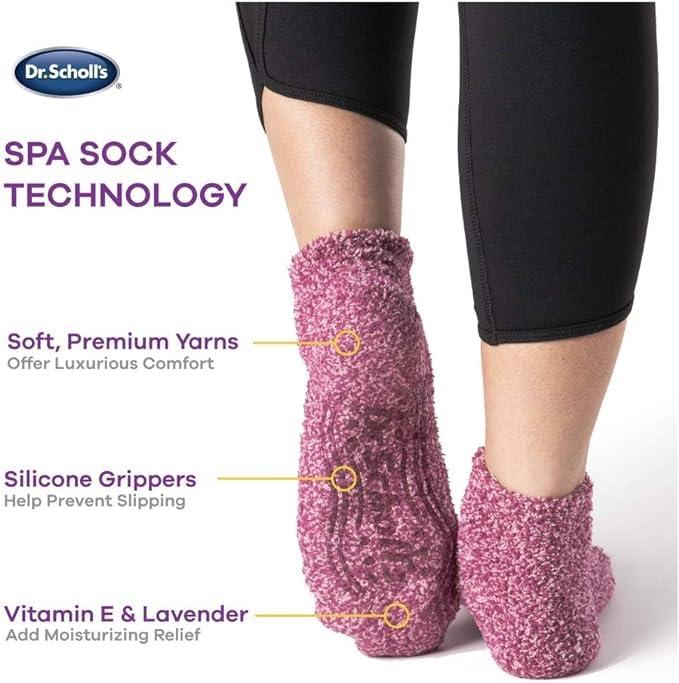 Dr. Scholl\'s Dr. Scholls Womens Fuzzy Spa Socks - Cozy Low Cut 2 & 3 Pairs - Lavender & Vitamin E Infused, Peach/Burgundy, Gray/Black, 4-10