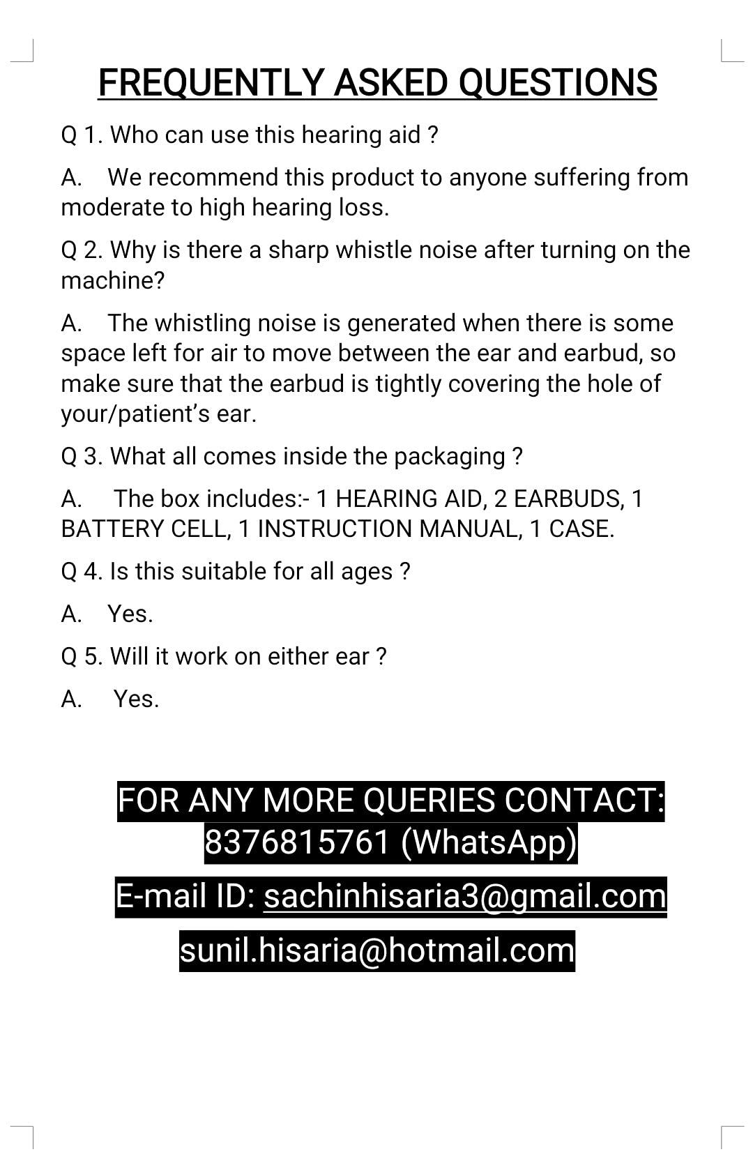 Sunil Sunil S- 1 Isi Mark Pocket Model Hearing Aid/ Ear Hearing Machine/ Monaural - Grey