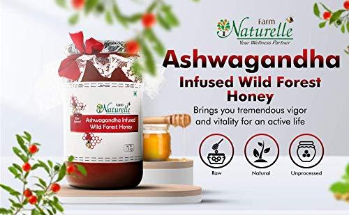 Farm Naturelle Farm Naturelle-Pure Raw Delicious and Immunity Booster Real Ashwagandha Infused Forest Honey,Immense Medicinal Value Naturally-1.45kg and a Wooden Spoon.