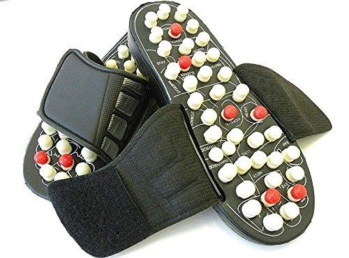 VK ELECTICAL VK ELECTICAL Yoga Paduka Leg Foot Massager Controlling Full Body Workflow and Circulation Acupressure Massage Slippers (Black, Free Size)