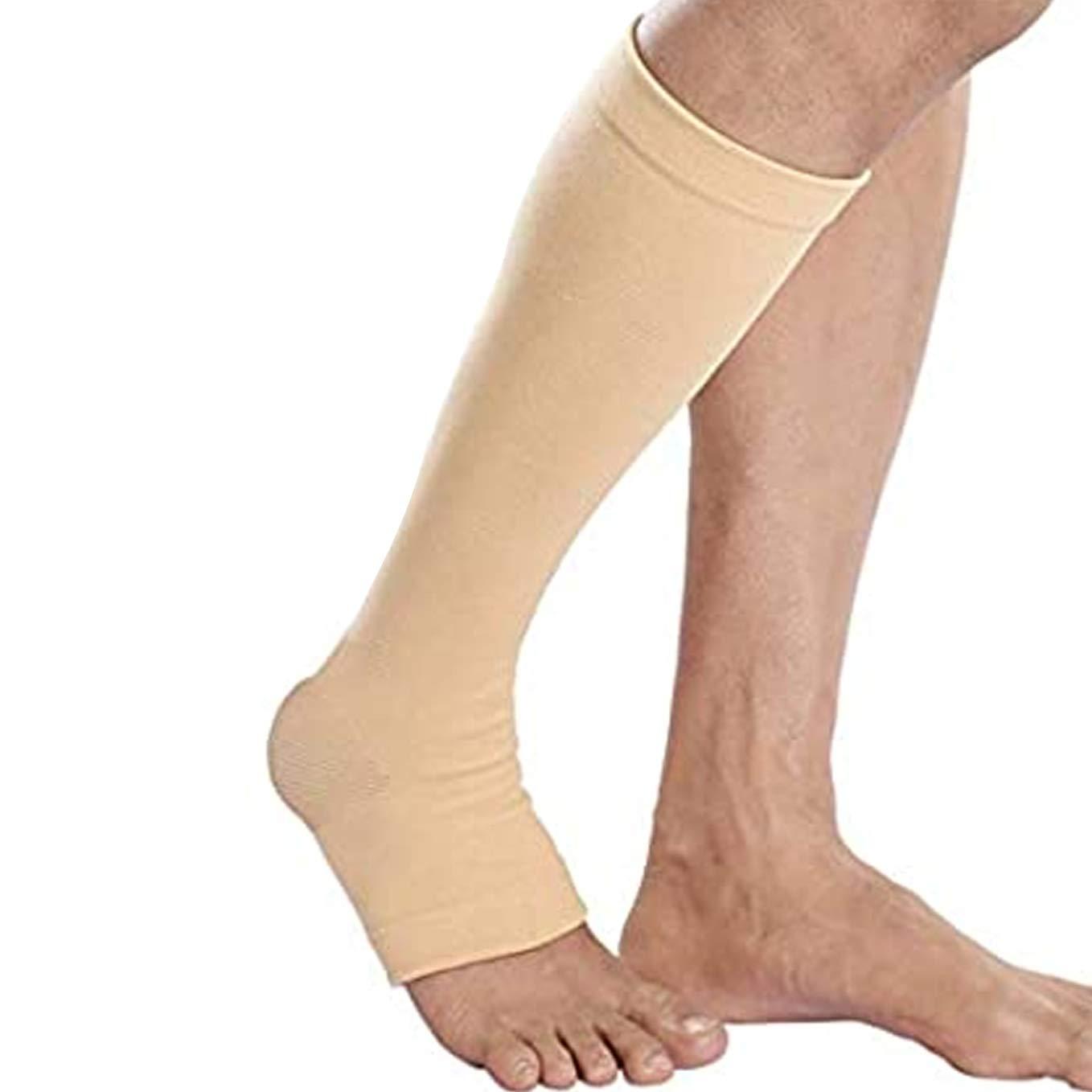 PRAVRAJYA PRAVRAJYA Cotton Compression Stockings Knee Length for Varicose Veins - Beige - M