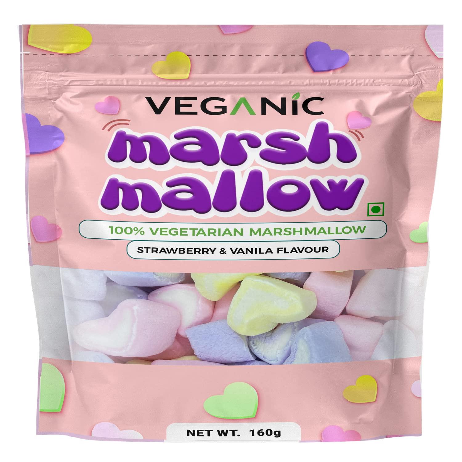 Veganic Veganic Marshmallows Pure Veg Pack Of 2 Twist & Rainbow Heart Shaped Vegetarian Marshmallow Candy Soft And Tasty Candy Perfect For Kids Adults 160 * 2 gm