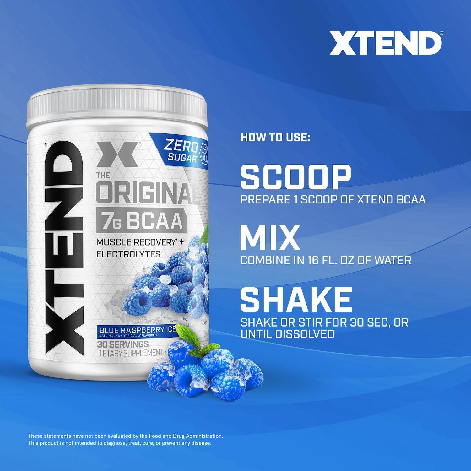 Scivation Xtend Scivation Bcaas Powder For Adults(Pre-Workout, 7G Bcaas, 0G Carbs,Sugar & Calories, 3.5 Leucine, 2.5G L-Glutamine, 1G Citrulline Malate) - 402 Gm, 30 Servings (Blue Raspberry)