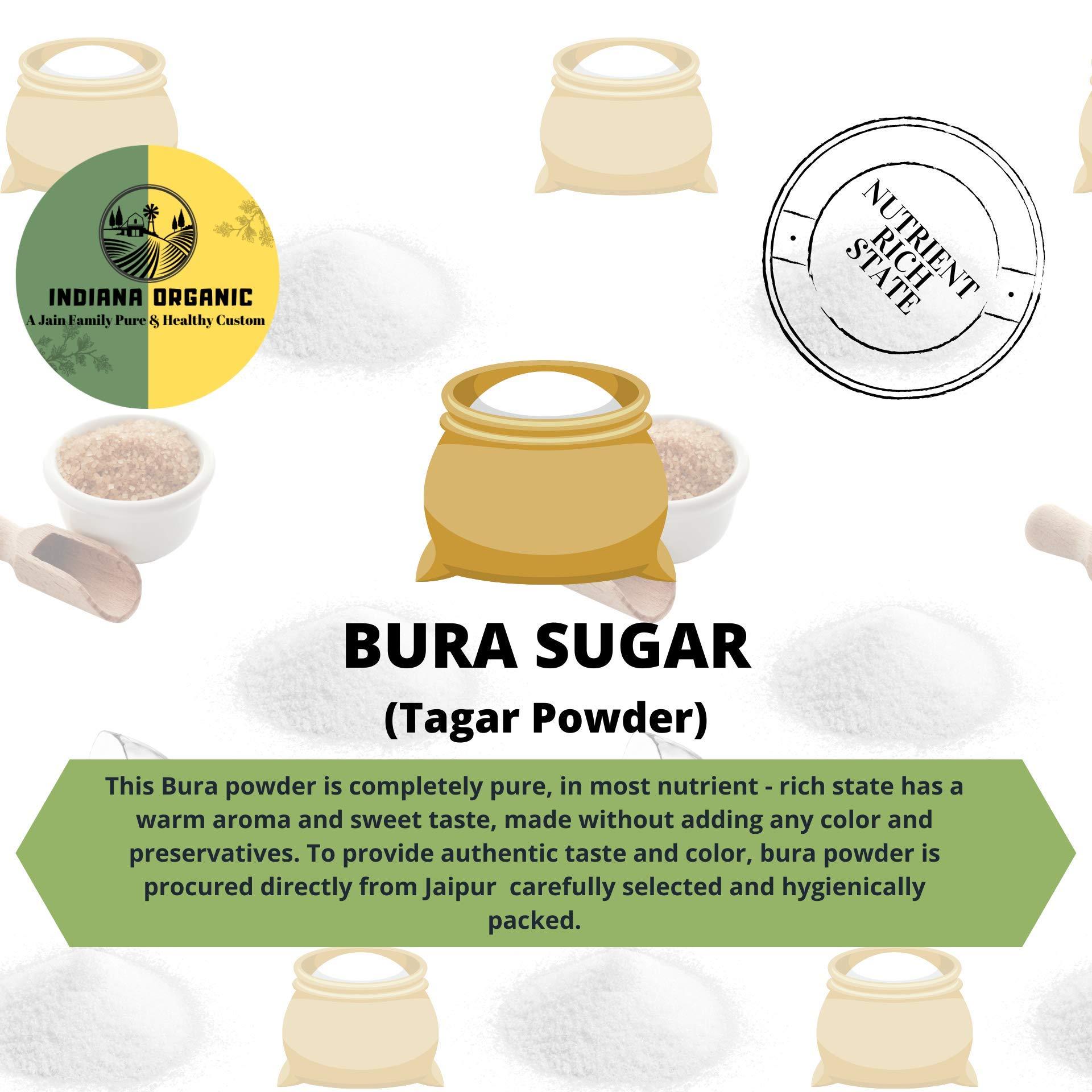 INDIANA ORGANIC Indiana Organic Bura Sugar, Tagar Powder, Jaipur style Authentic bUra - 400 Grams