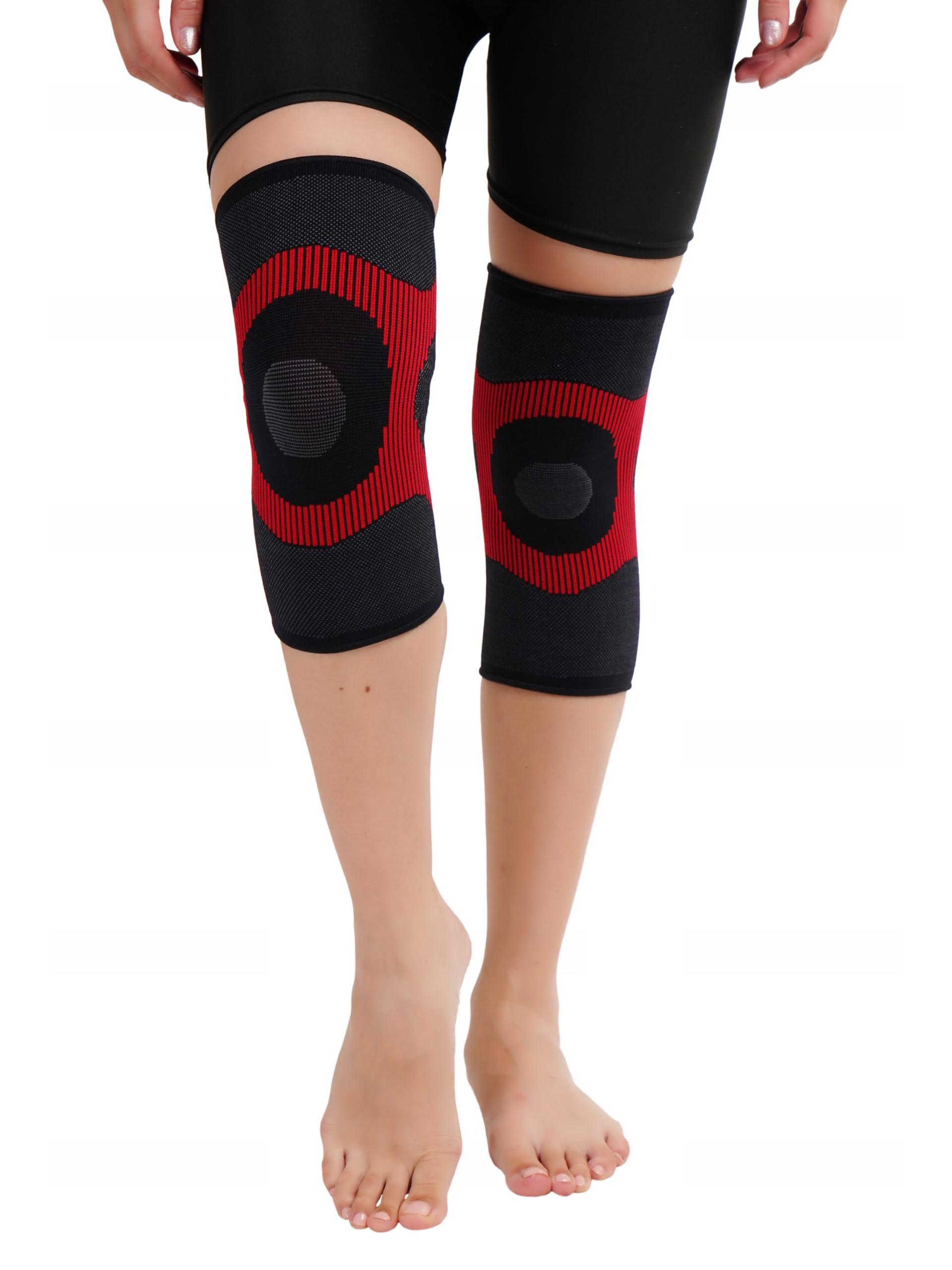 Comfo Smart Comfo Smart 3D Knee Support For Pain Relief | Knee Brace For Men & Women | Knee Support For Gym | Inner Cotton Lining for Skin Comfort | 4-Way Stretch-RA5601.FS (Black & Red)