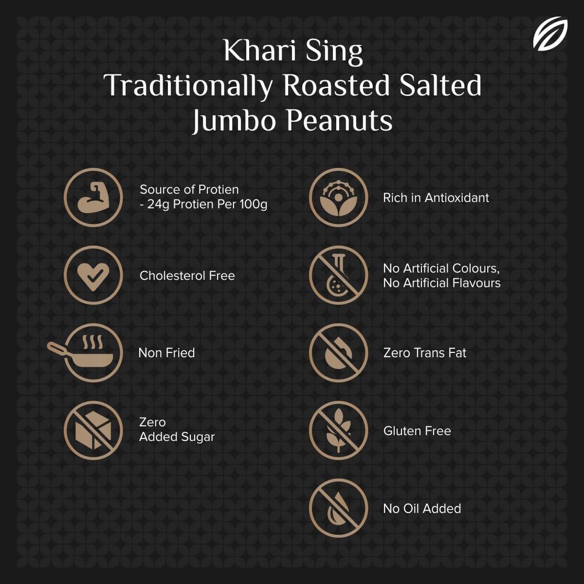 SHREGO SHREGO Peanut Plus Khari Sing Traditionally Roasted Salted Jumbo Peanuts, Snack and Namkeen (1080 Grams)