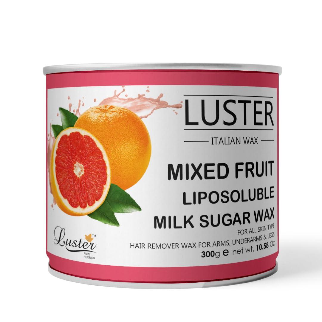 Luster Luster Mixed Fruit Hair Removal Hot Wax | Gives Smooth & Soft Skin | Body & Face Hair Removal Wax | Multiple Fruit Extracts | For Women & Men | All Skin Types | Paraben & Sulphate Free 300ml