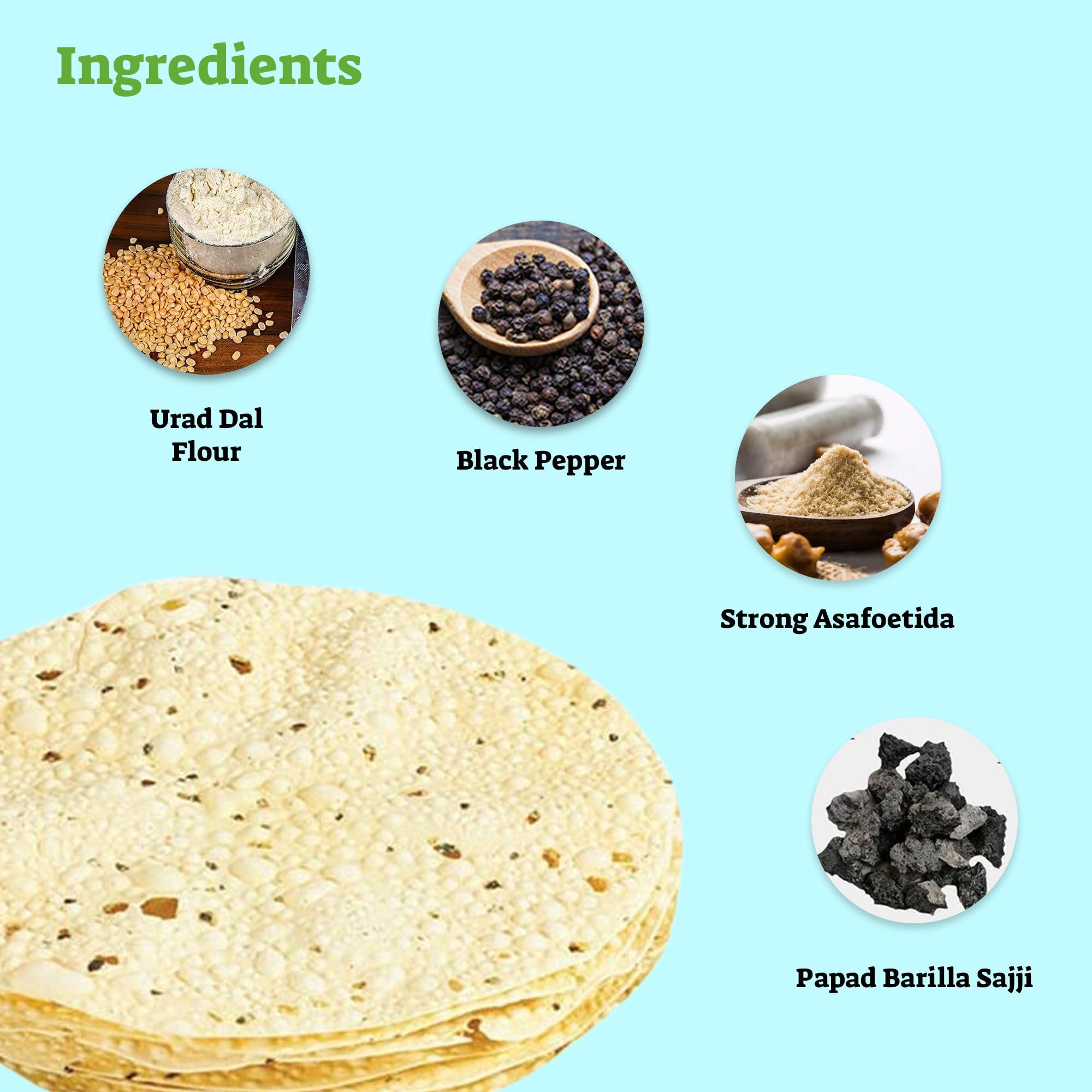MARWAR Marwar Urad Daal Punjabi Papad (Handmade, High Spicy & Rajasthani Flavor) 400g Zipper
