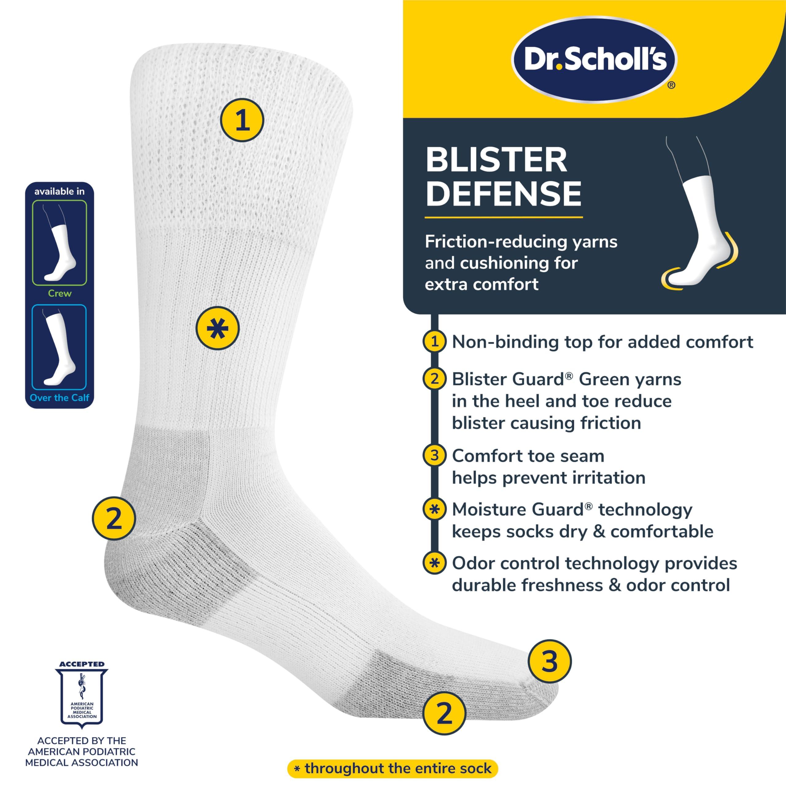 Dr. Scholl\'s Dr. Scholl\'s Men\'s Advanced Relief Diabetic Crew 2 Pack Socks, White, Sock Size: 10-13/Shoe Size:9-11
