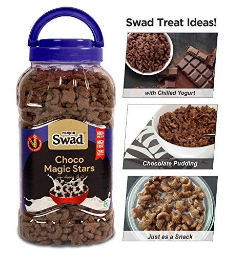 Swad Swad Choco Magic Stars Breakfast Cereal (Children Cereal Wholegrain Chocolate Choco Moons and Stars Snack) 2 Jars, 650 g