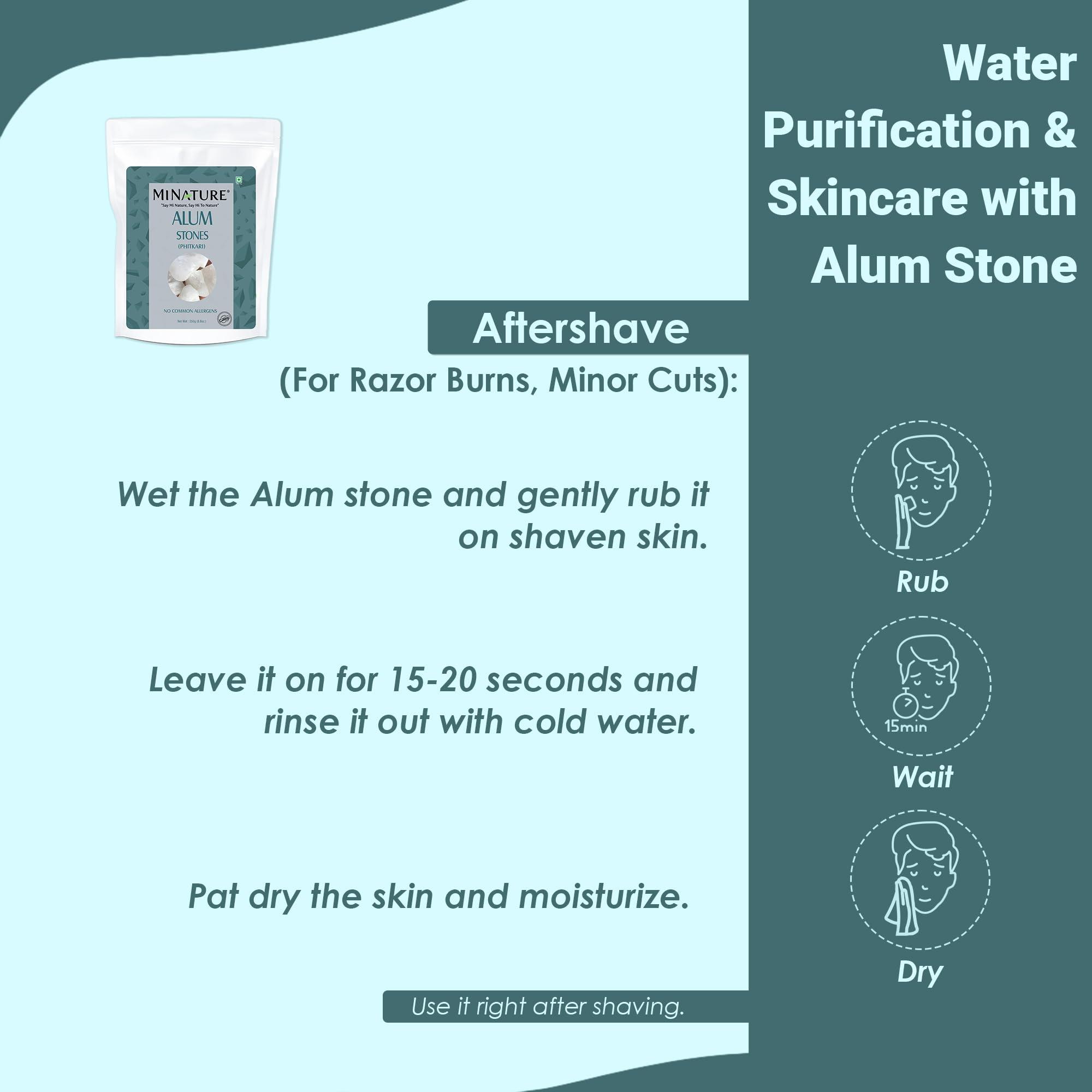 minature Alum Stone(phitkari) by mi nature | for Skin Care | Water Purify| Pure Alum Stone (Potassium Alum) (Fitkari)|Cruelty Free | Post Shave Use| For Natural Deodorant (250g)