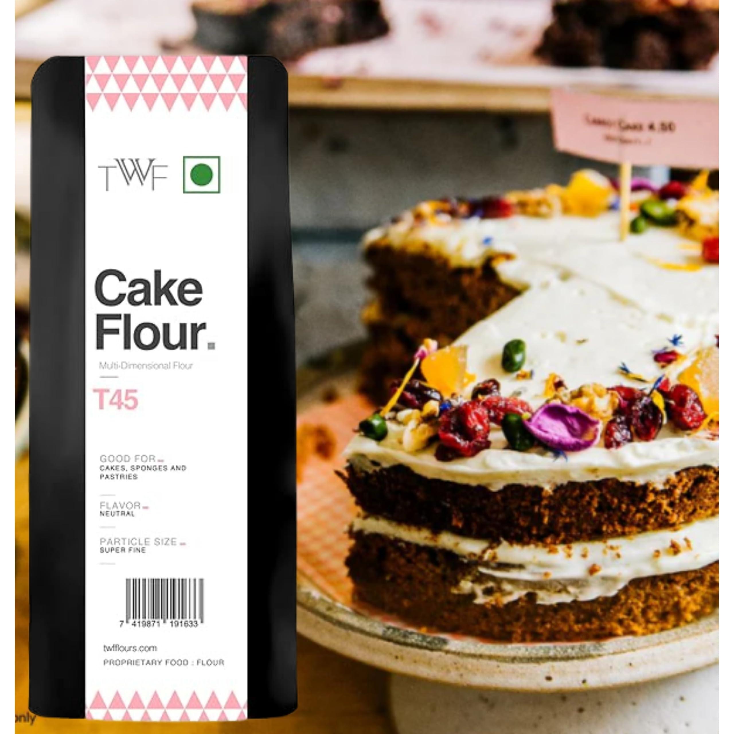 TWF TWF Cake Flour T45 - Premium Unbleached Flour for Light and Fluffy Cakes, Completely Natural, 1kg (2.2lbs) Bag | Bake Perfect Cakes Every Time|