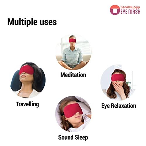 SandPuppy SandPuppy Eyemask - Eye Mask for Sleeping, Meditation, Traveling & Nap Anytime Anywhere | 100% Light Blocking Soft Fleece Fabric material (Coral Red)